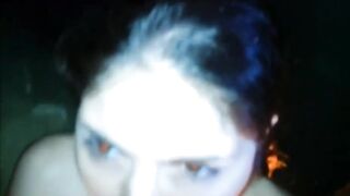 Public blowjob and facial at the hotel pool