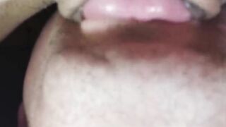 Teen's wet pussy is licked dripping pussy close up