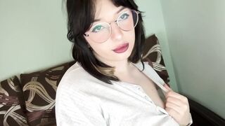 Sexy brunette shows off her gorgeous tits