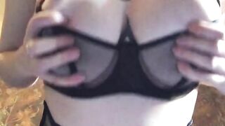 A Daring BDSM Brunette Plays with Her Tits Hotly and Shows Her Pussy up Close