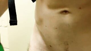 TikTok famous skater stroking huge cock in school bathroom