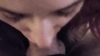 Blowjob queen drains my cock again with her throat