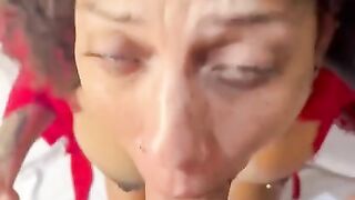 Ebony slut gets a load of love to her face for Valentines Day