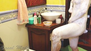 NUDE IN THE BATHROOM TAKING CARE OF MY SKIN