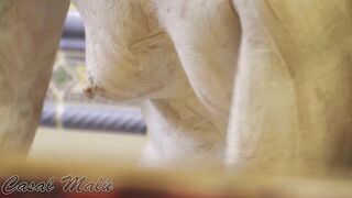 NUDE IN THE BATHROOM TAKING CARE OF MY SKIN