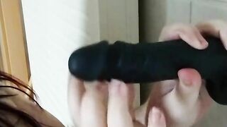 horny fat german in harness blows a black dildo