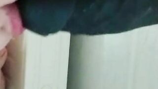 horny fat german in harness blows a black dildo