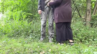 Fingering my mother in law's ass while she strokes my cock in the park